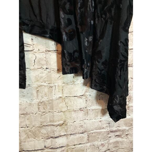 VT Luxe Top Womens Small Black Velvet Burnout Open Front Asymmetric Hem Grunge - Picture 6 of 12
